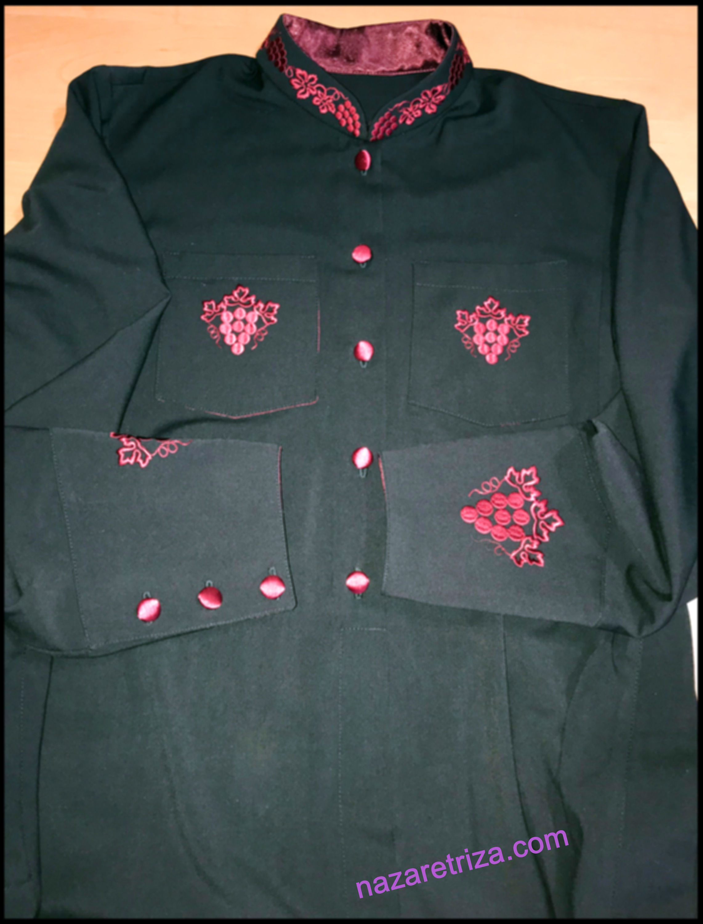 Подрясник Русинский покрой, материал костюмный (вискоза). Вышивка бордо.