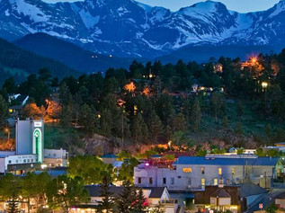 Downtown Estes Park at night
