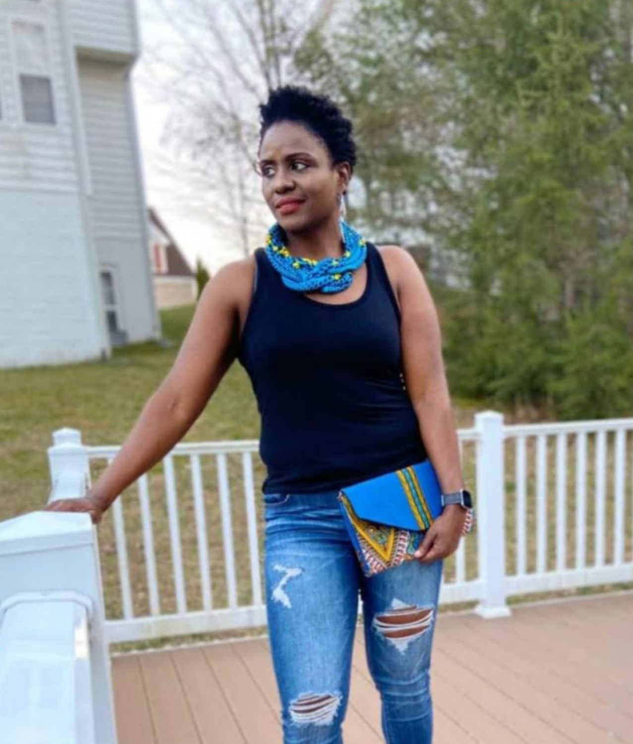 African Statement Necklace - Blue with Hint of Yellow