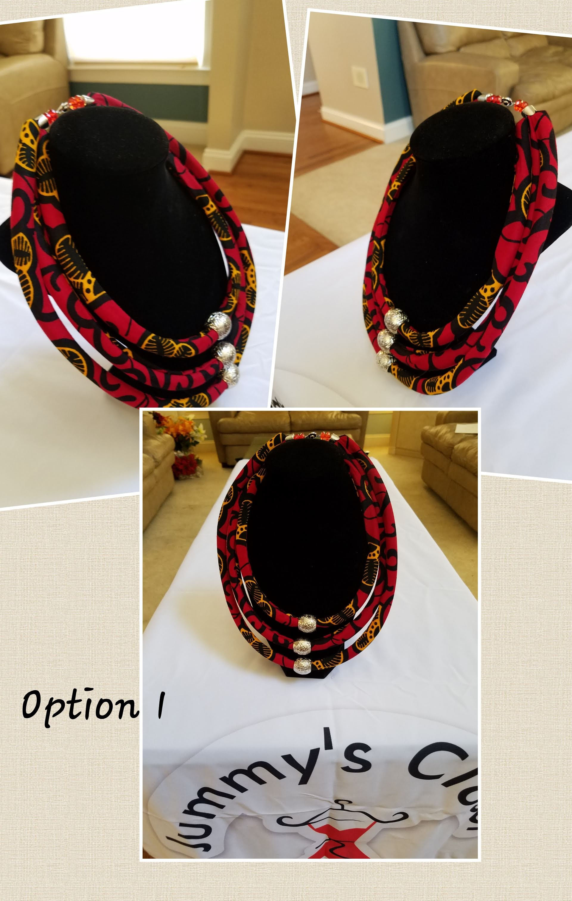 African Print Necklace with Ring