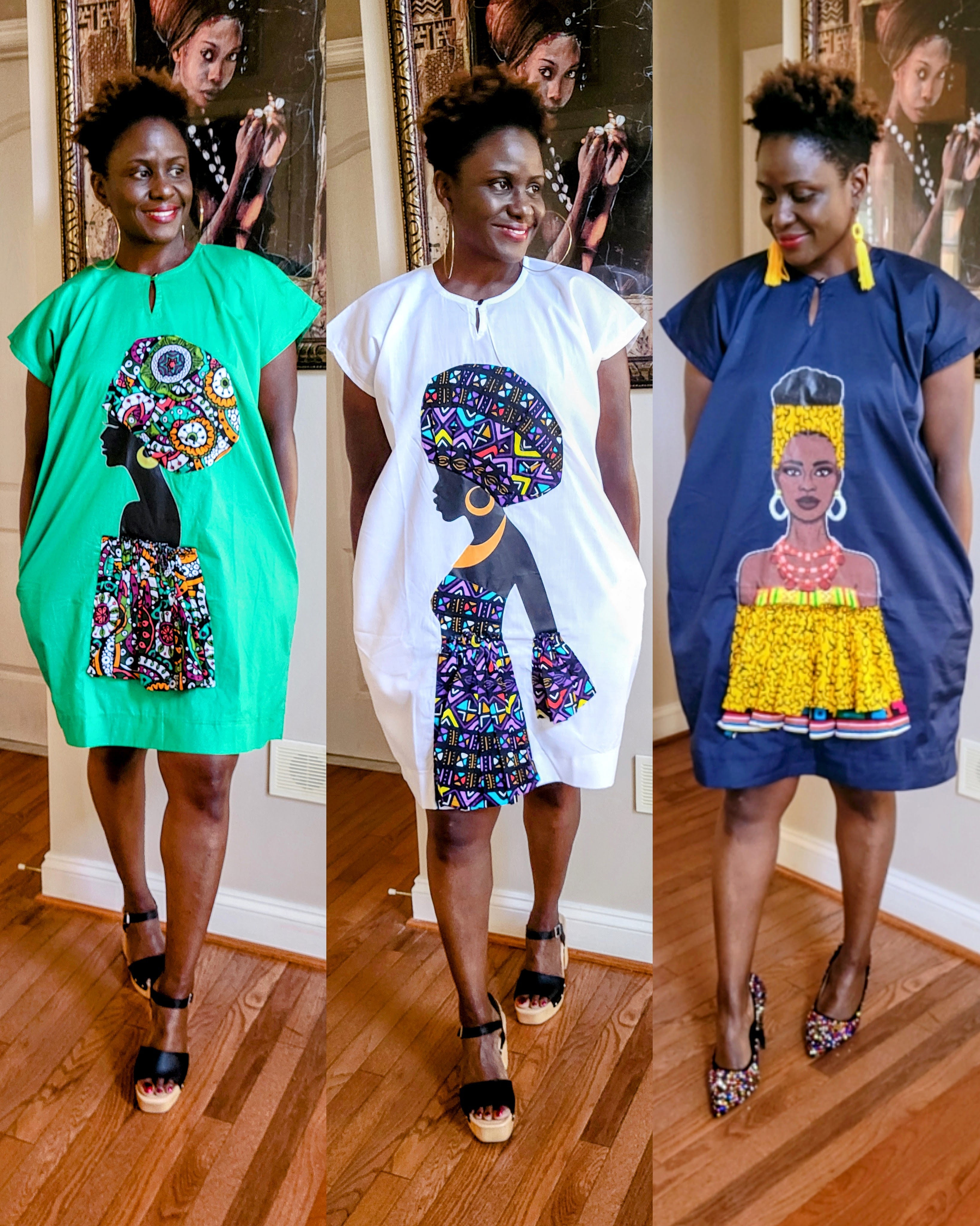Abstract Print Dress with Ankara Print