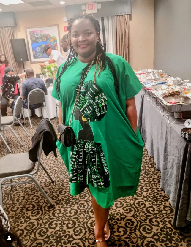 Thumbnail: Abstract Print Dress with Ankara Print