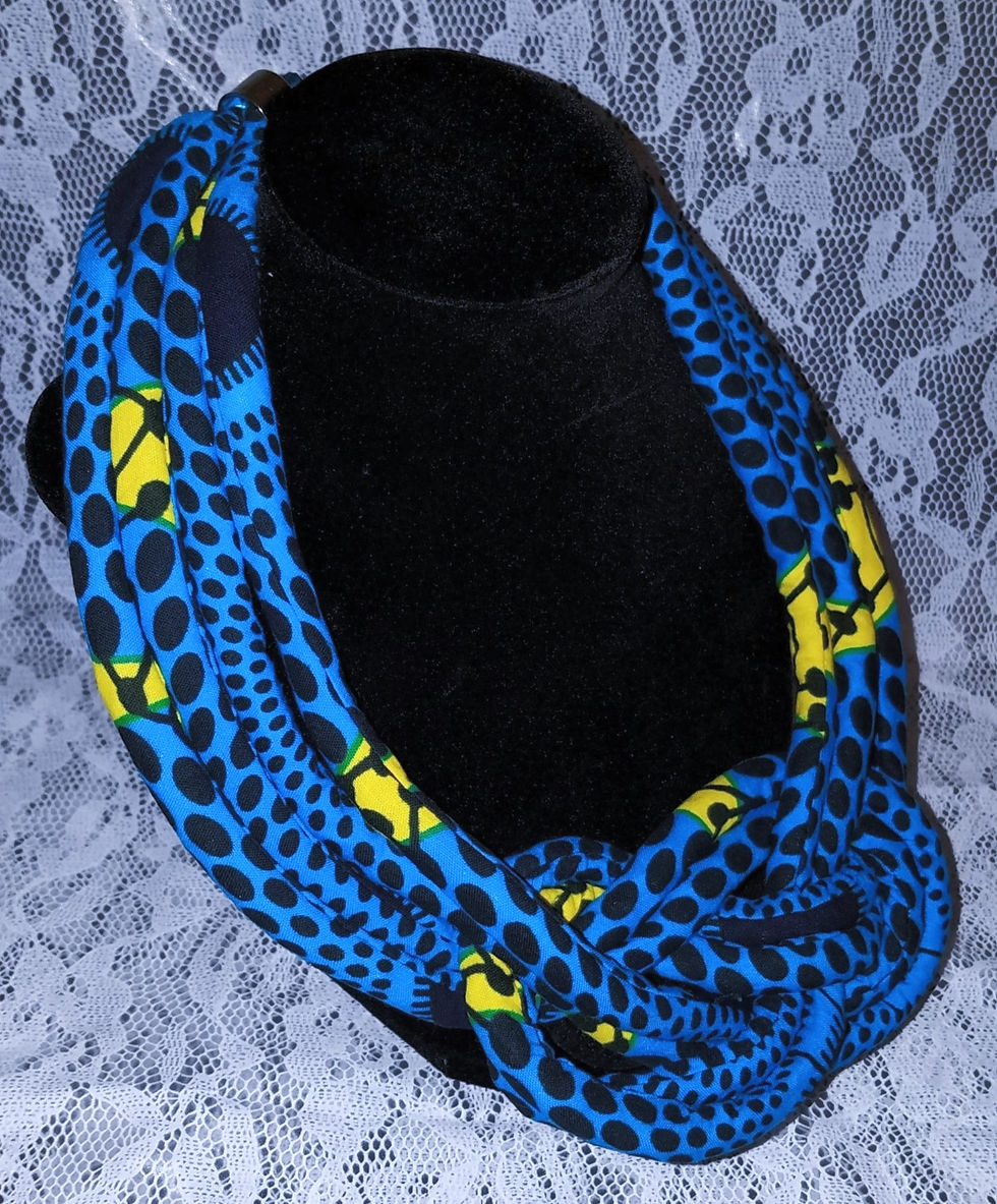 Thumbnail: African Statement Necklace - Blue with Hint of Yellow