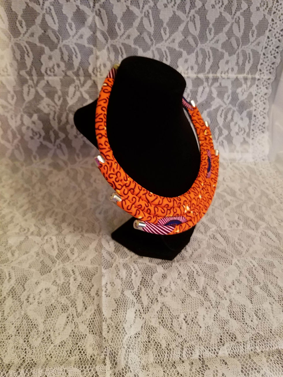 Thumbnail: African Print Necklace - Orange