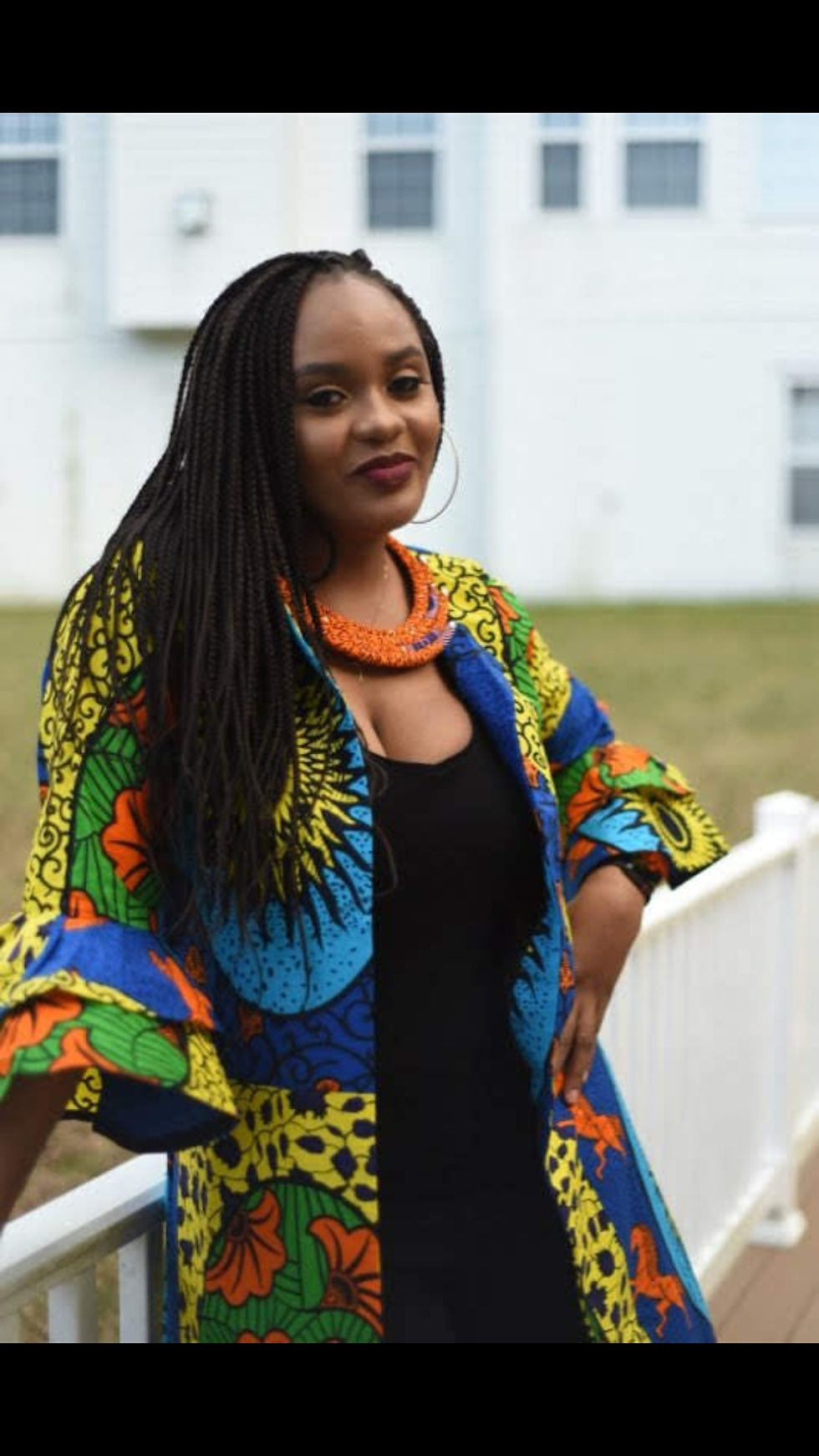 Thumbnail: African Print Necklace - Orange
