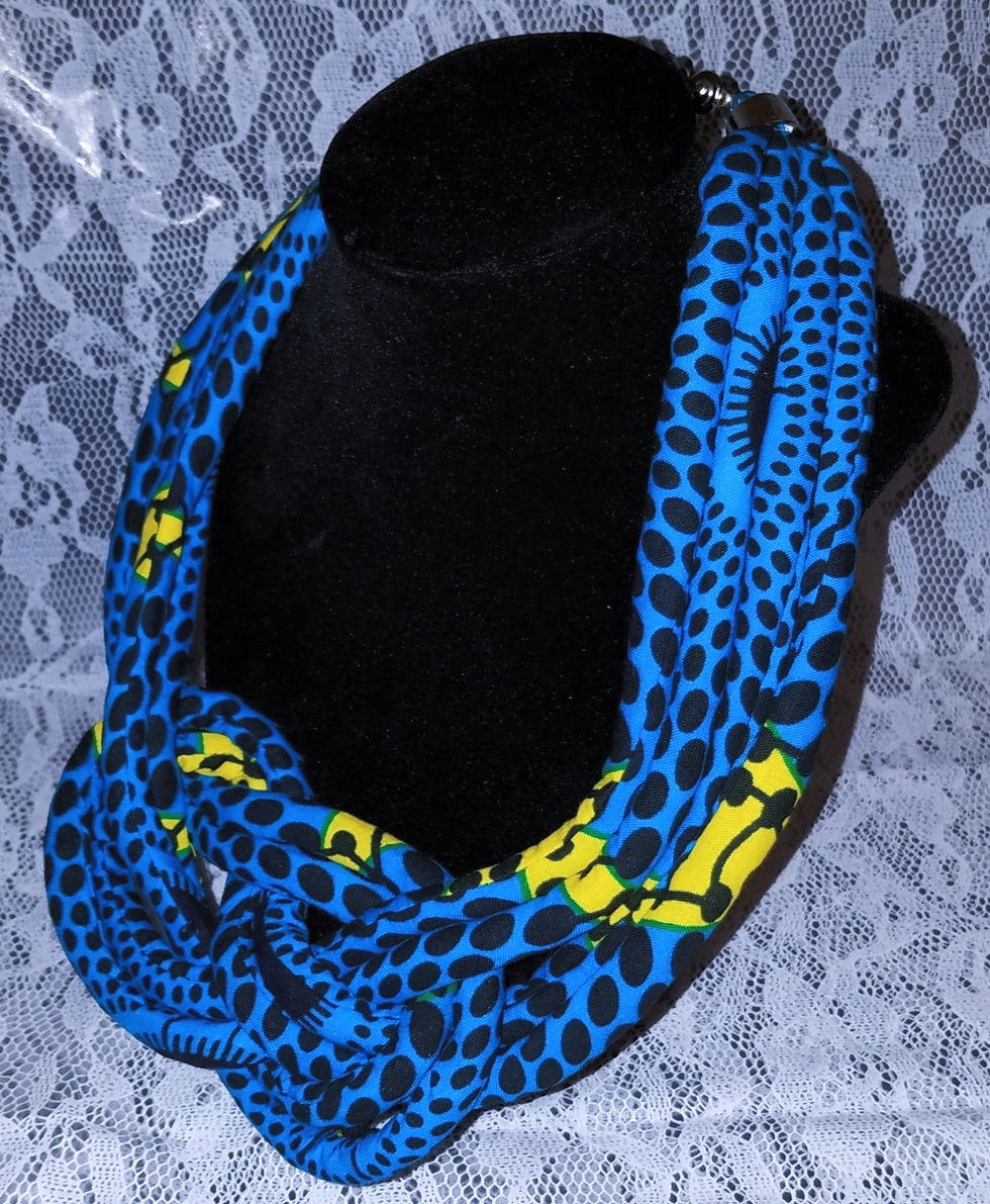 Thumbnail: African Statement Necklace - Blue with Hint of Yellow