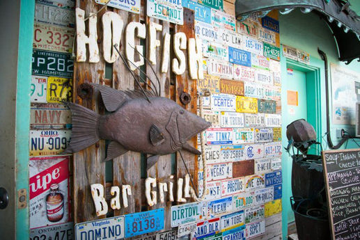 Hogfish sign inside the restaurant 