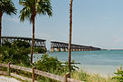 photo looking at the water and brudge at bahia honda state park 