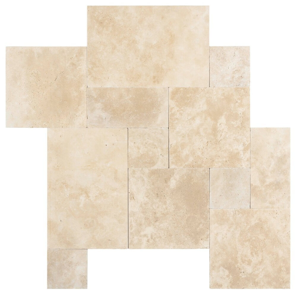 Ivory Blend Tumbled Travertine Pavers