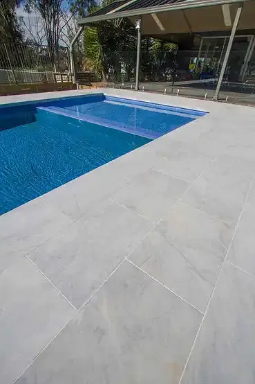 Thumbnail: French Pattern Carrara Leather Marble Pavers