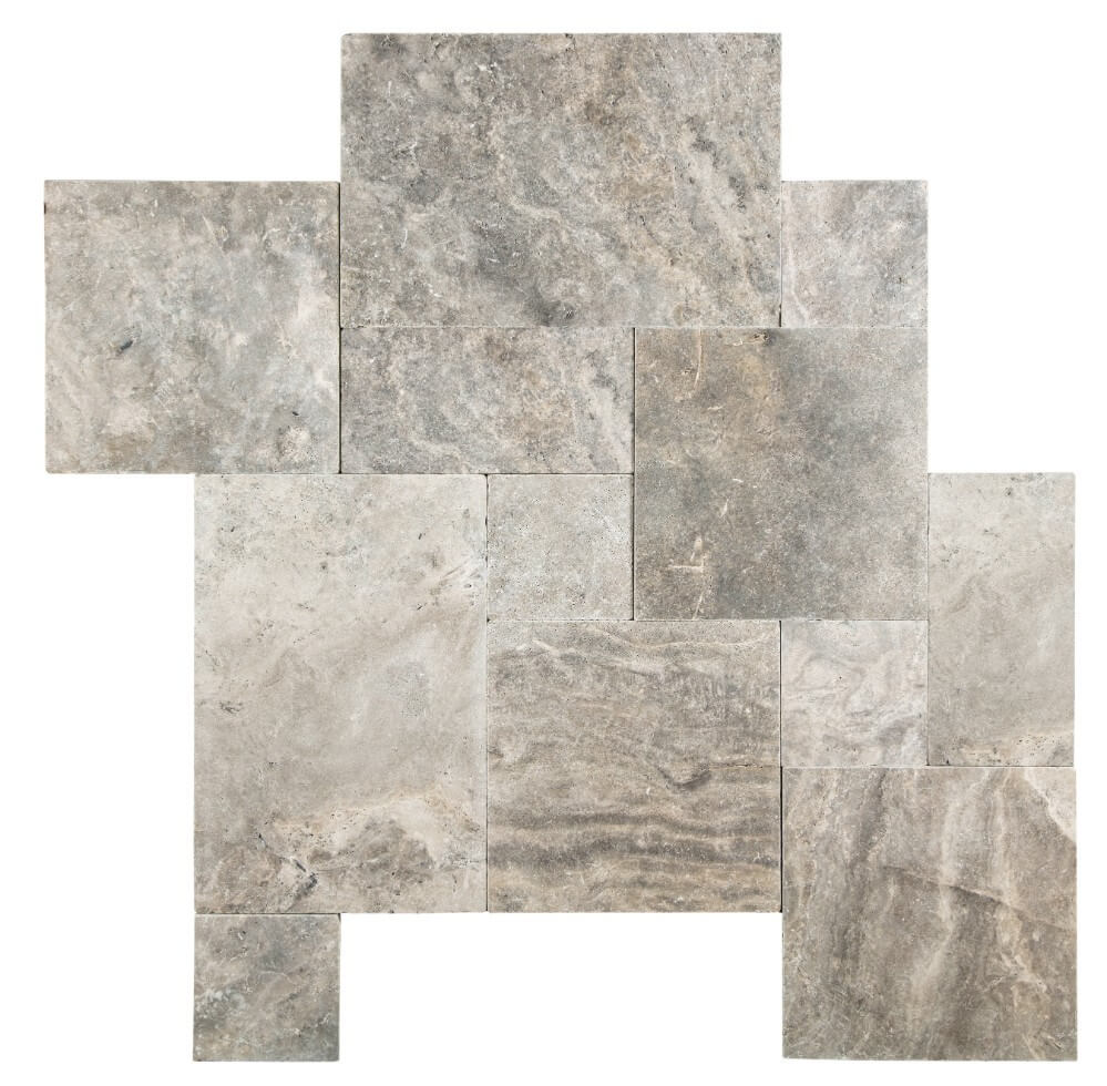 Silver French Pattern Travertine Tiles