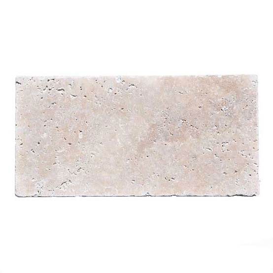 6x12 Ivory Tumbled Travertine Pavers