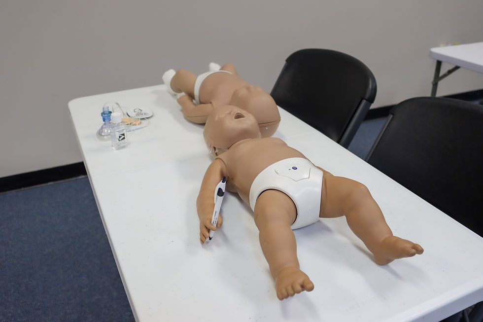 High angle view of a community center classroom set up for CPR training