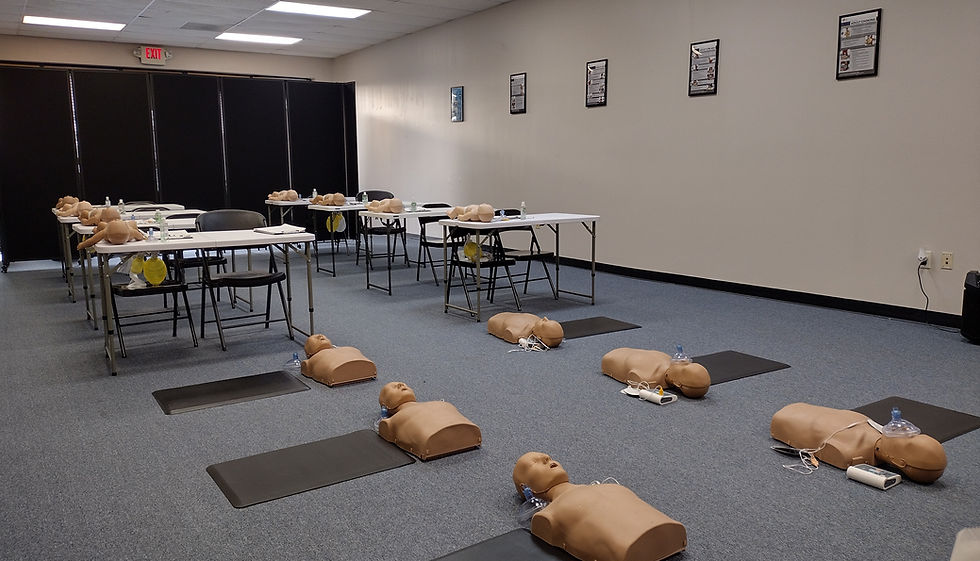 Close-up view of a CPR instructor demonstrating chest compressions