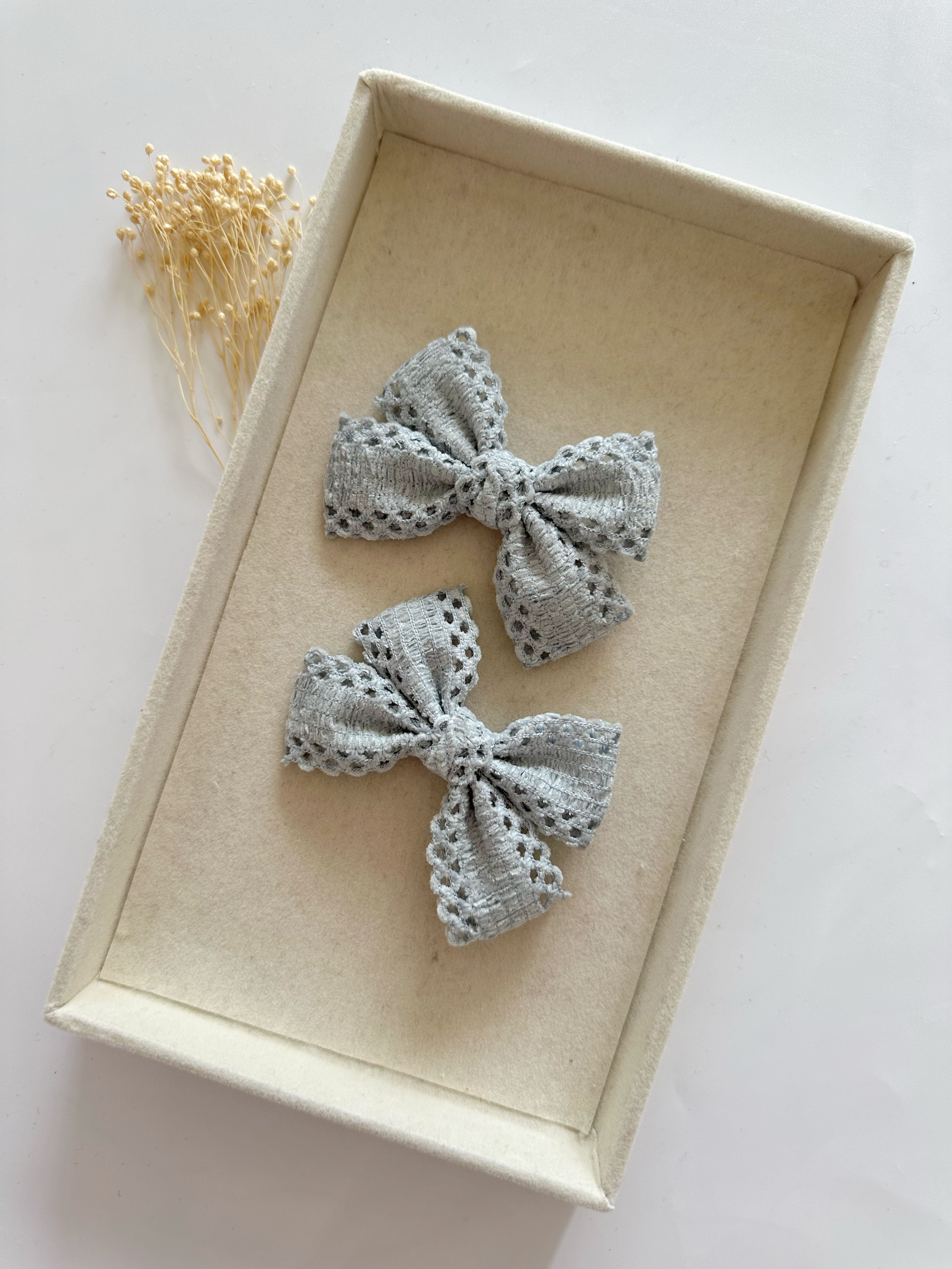 Fog Blue Double Bows 