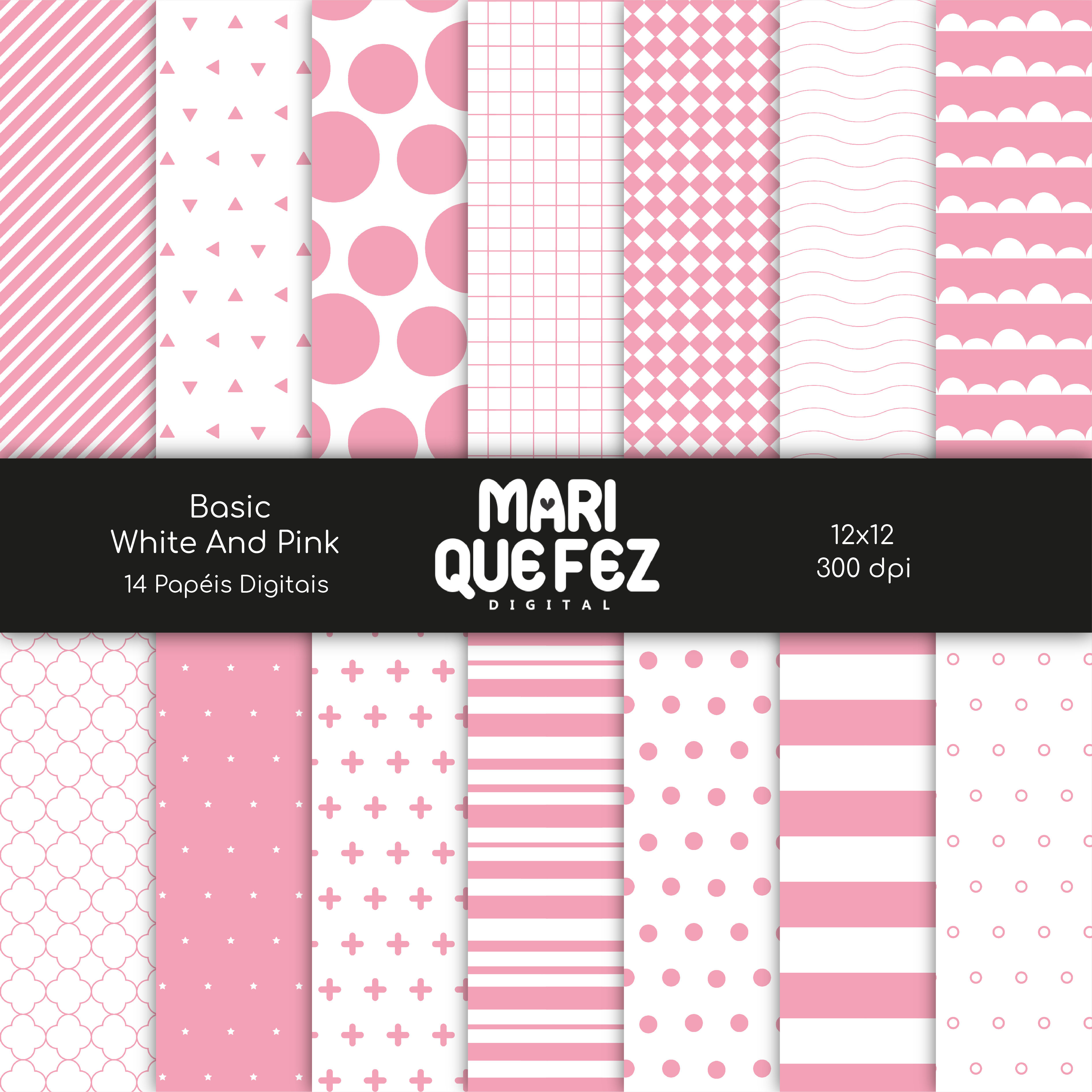Basic - White And Pink Digital Paper