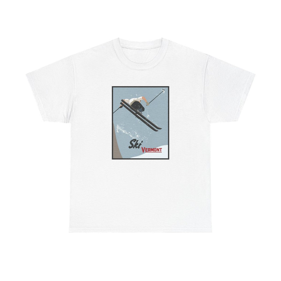 Thumbnail: "Ski Vermont" T-Shirt - Mountain Adventure Series Unisex Heavy Cotton Tee