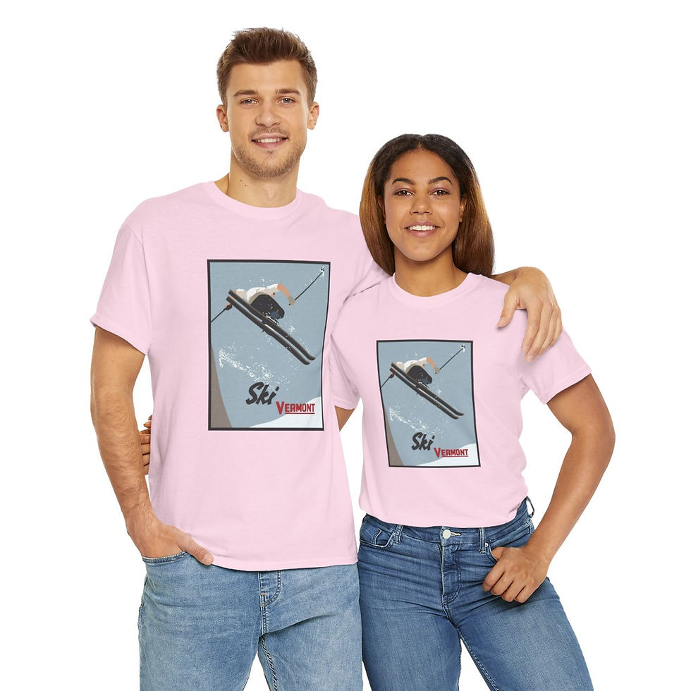 Thumbnail: "Ski Vermont" T-Shirt - Mountain Adventure Series Unisex Heavy Cotton Tee