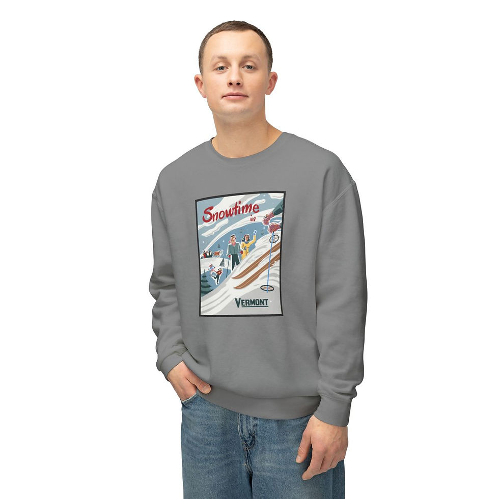 Thumbnail: "Snowtime in Vermont"  long sleeve crew neck sweatshirt - Ski Edition