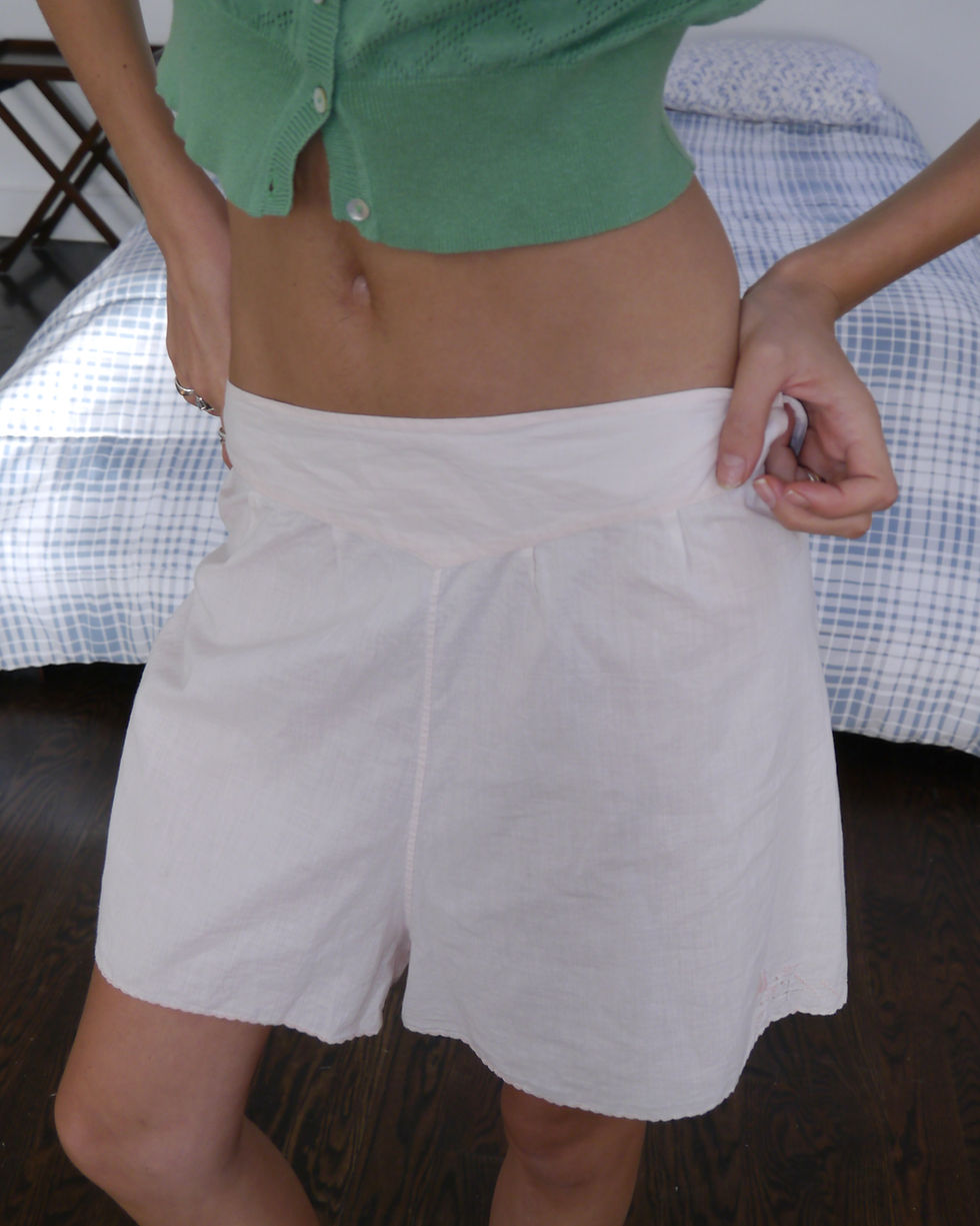 Thumbnail: Petal Pink 1930s French Antique Cotton Bloomer