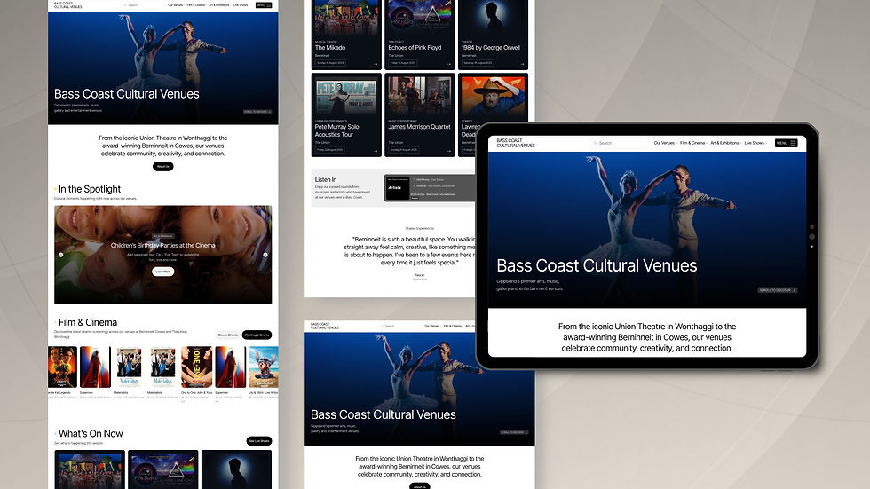 Cultural venue website design for BASS COAST CULTURAL VENUES