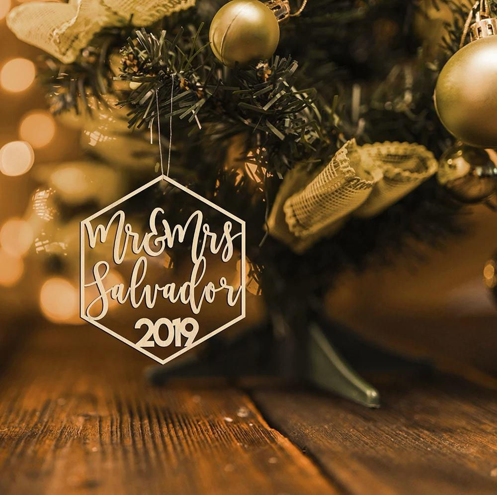 HEXAGON MR & MRS ORNAMENT