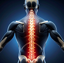 AI image of glowing spine in transparent human structure