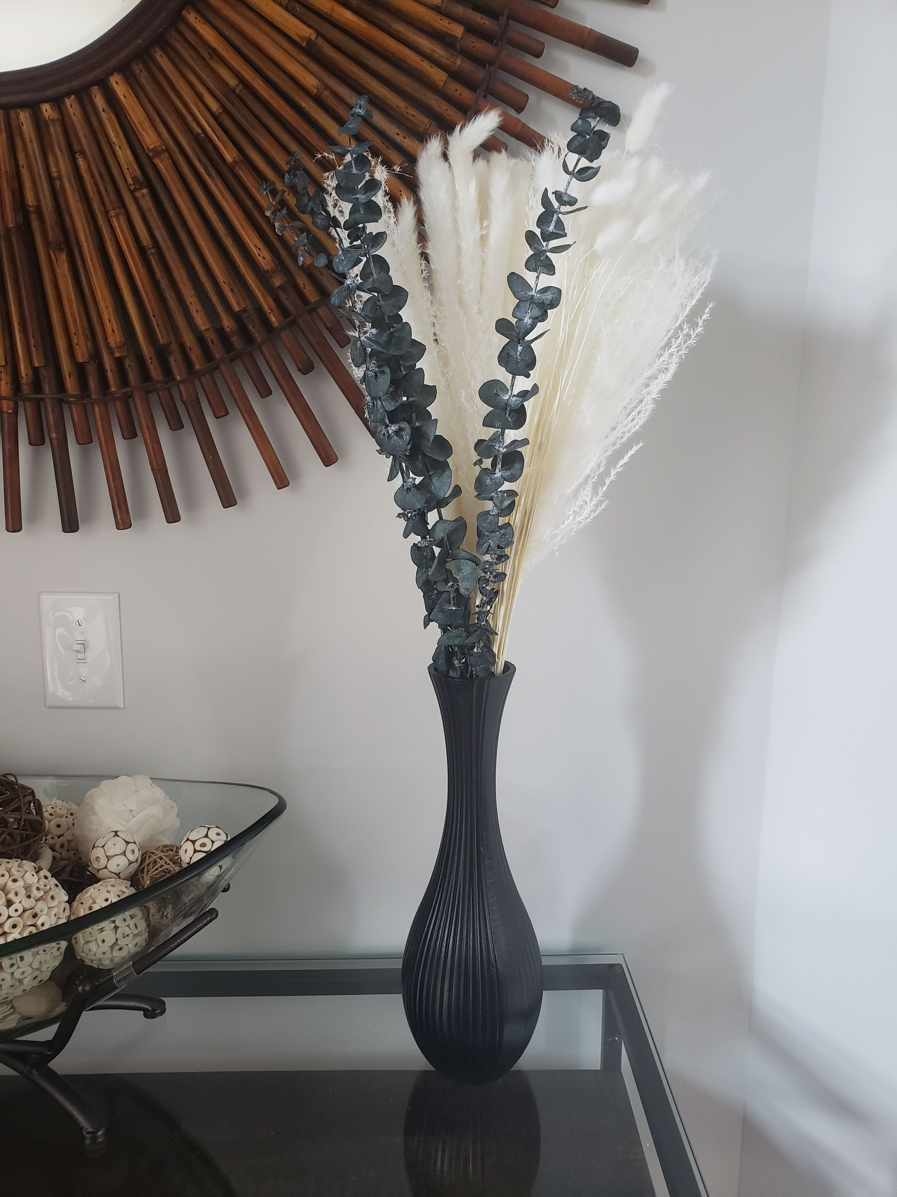 White & Eucalyptus Dried Natural Pampas Bundle