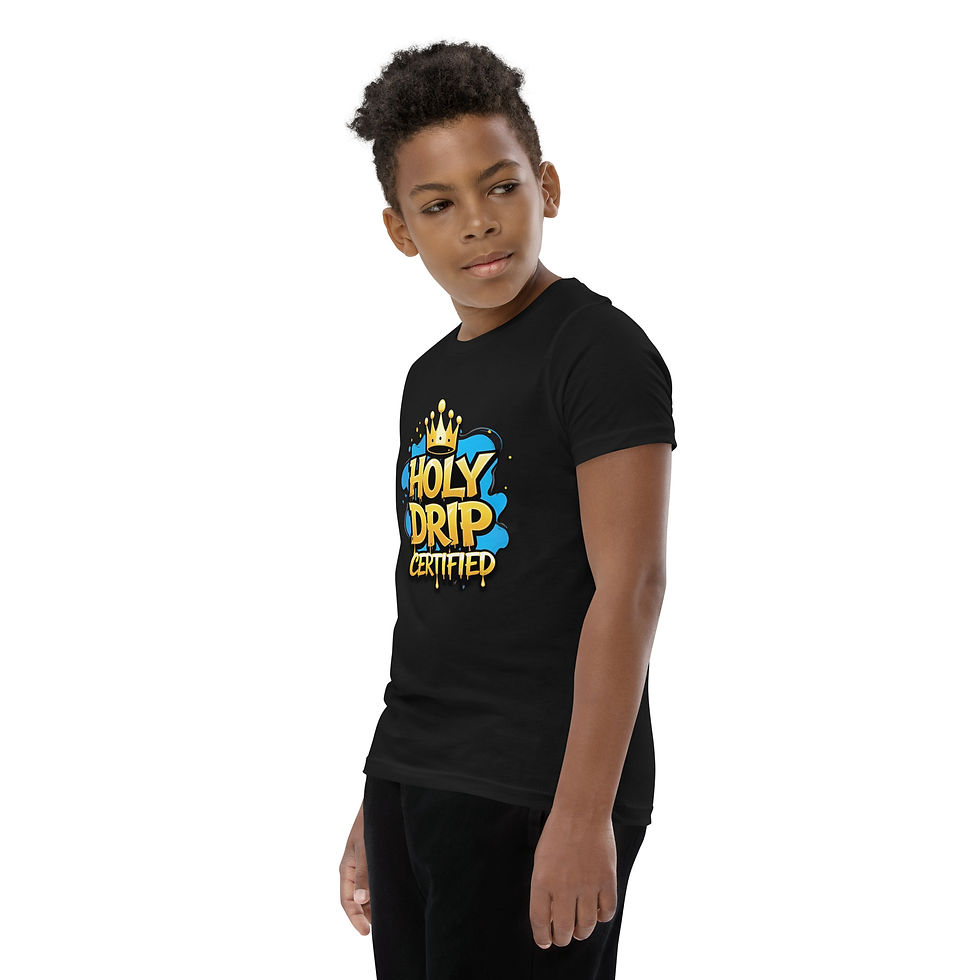 Thumbnail: "Holy Drip Certified" Youth Tee – Faith, Style & Confidence United