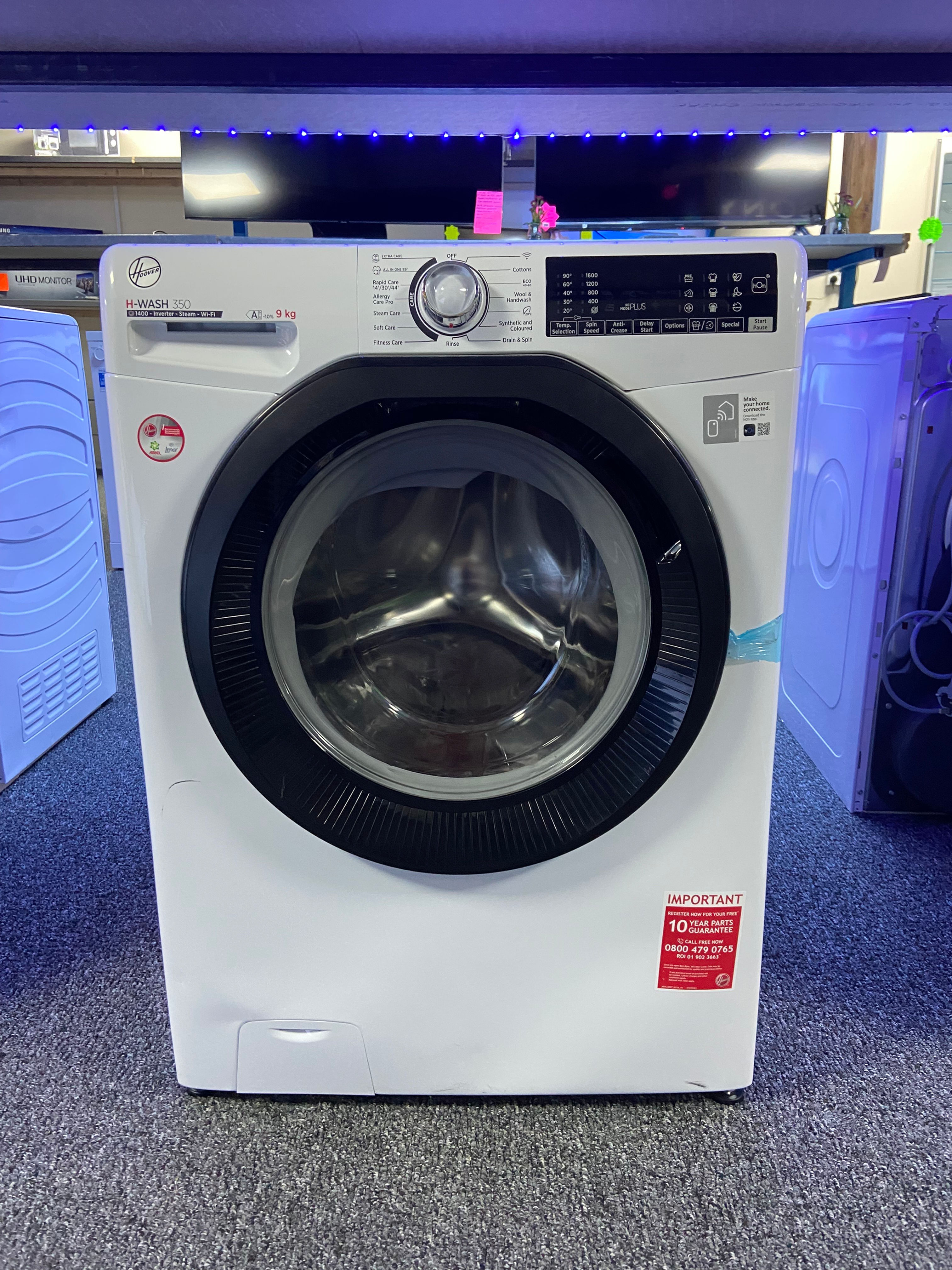 Hoover H-WASH 350 H3WPS496TAMB6-80 9kg WiFi Connected Washing Machine with 1400