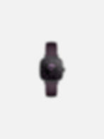 Ben Sweet Cube crimson black smart wearable with square display, purple watch face, and slim strap.
