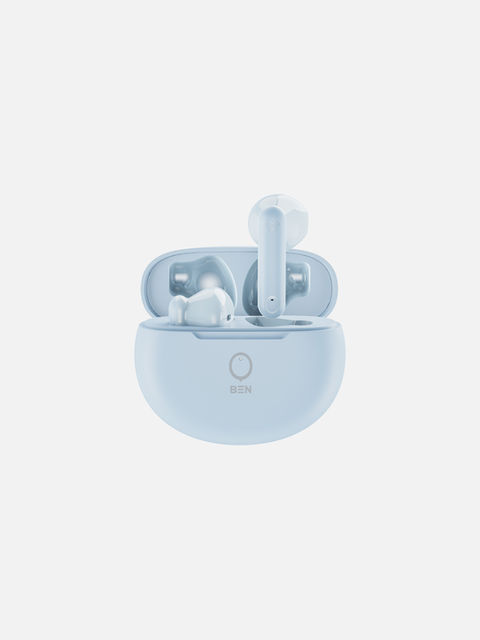 Ben M1 Minus Free1 true wireless earbuds in blue, front view at eye level.