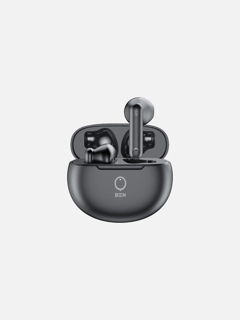 Ben M1 Minus Free1 true wireless earbuds in black, front view at eye level.
