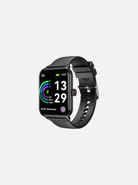 Ben B1 black smart wearable with square display, fitness tracking interface, and black silicone strap.