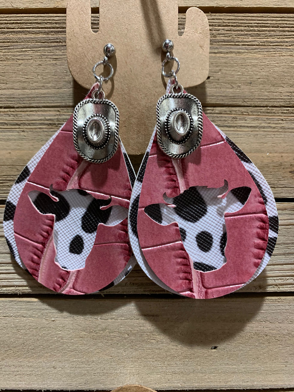 Super Cute Pink Cow Print Earrings