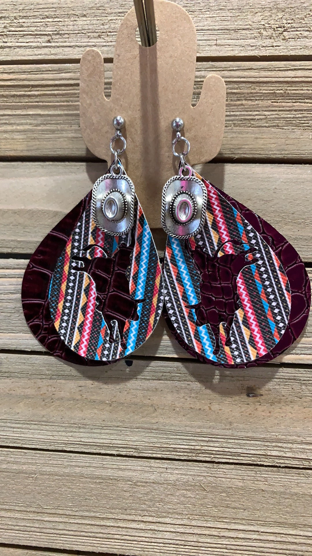 Deep Purple Bucking Bull Earrings