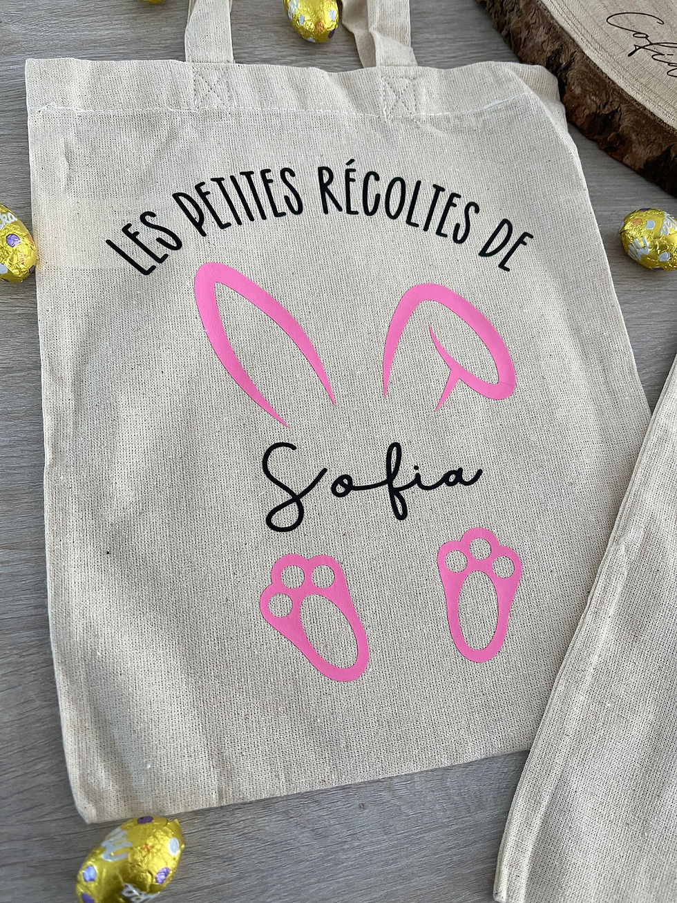 Miniature : Sac de pâques personnalisé - Sac lapin personnalisé - Cadeau Pâques enfant