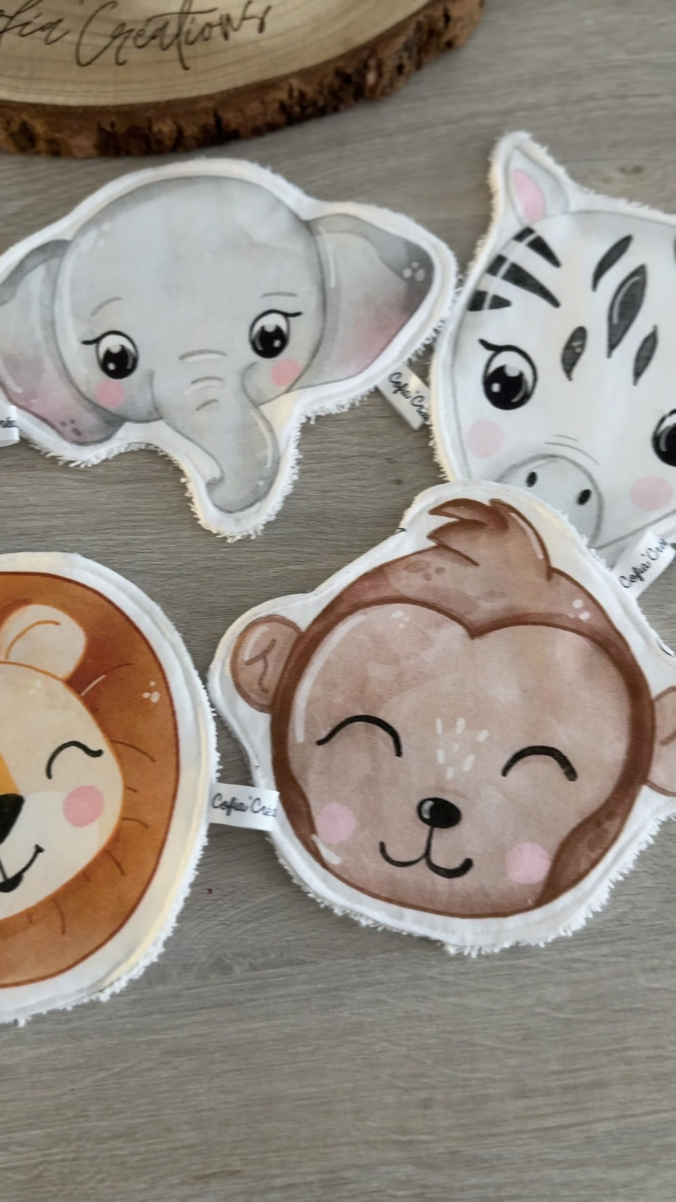 Miniature : Lingette lavable animaux de la jungle - Lingette coton réutilisable -Soin bébé
