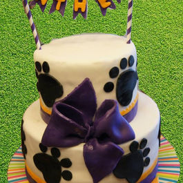 Two Tier softball cake with fondant decor