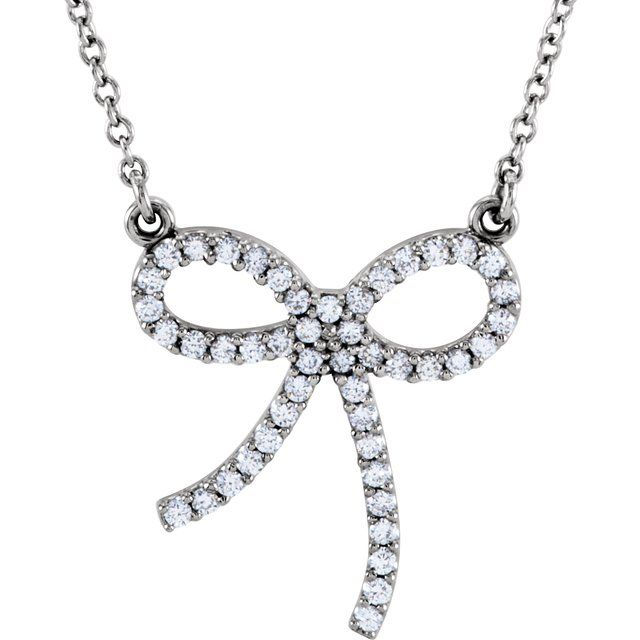 Platinum Diamond Bow Necklace