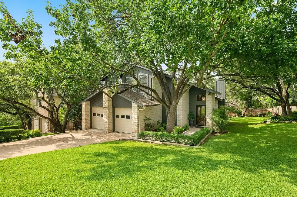 Eye-level view of a charming Austin home with unique architectural features