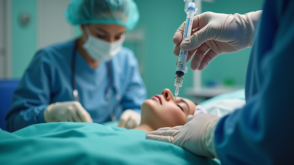 Close-up view of a healthcare professional preparing a ketamine infusion for a patient