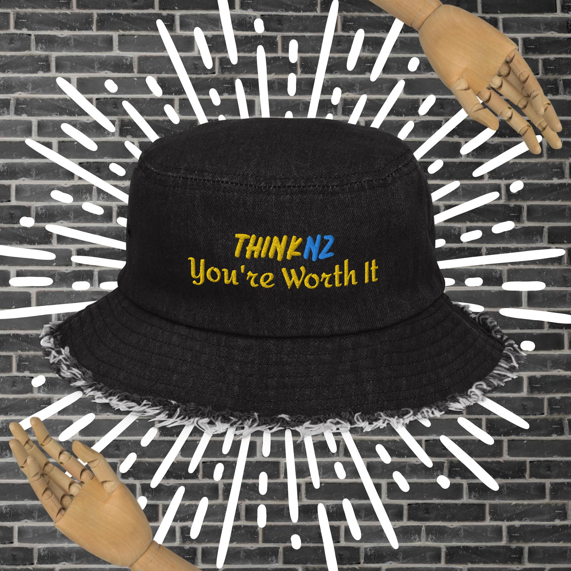 ThinkNZ "You're Worth It" denim bucket hat