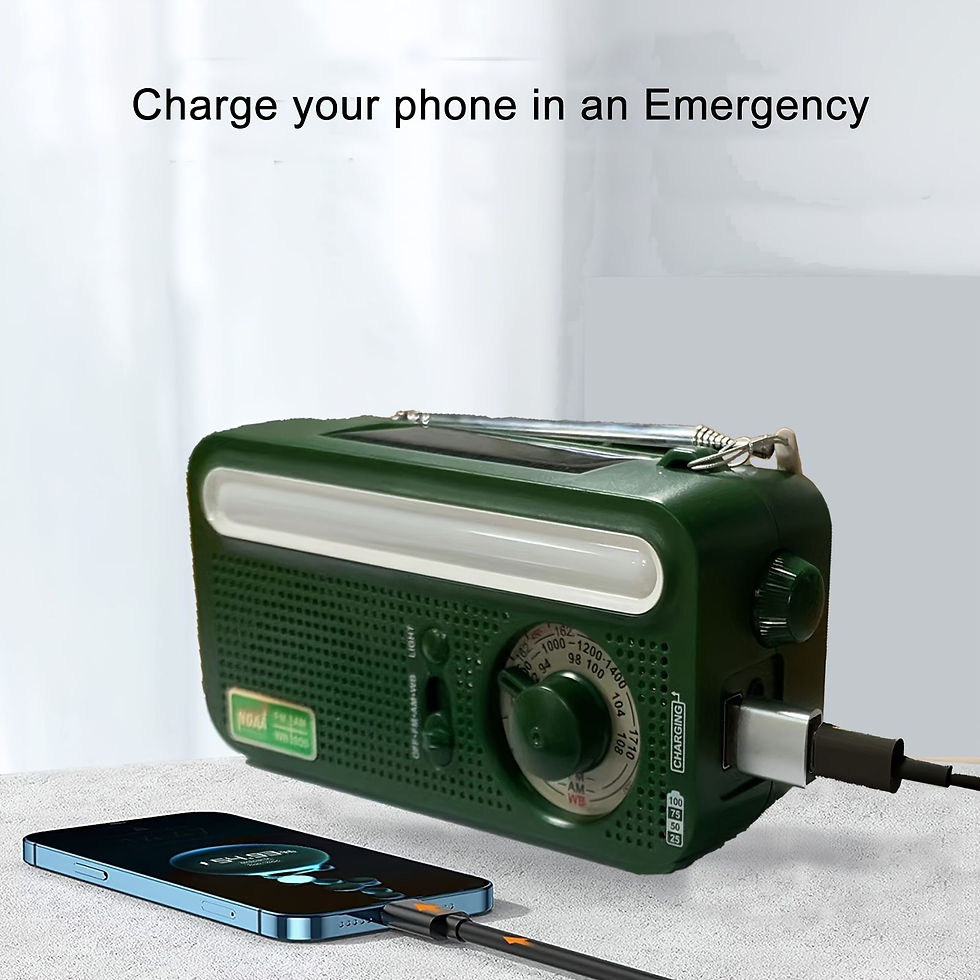 Thumbnail: Emergency Radio Hand Crank Solar; Portable Weather Radio With AM/FM/WB/NOAA; Bri