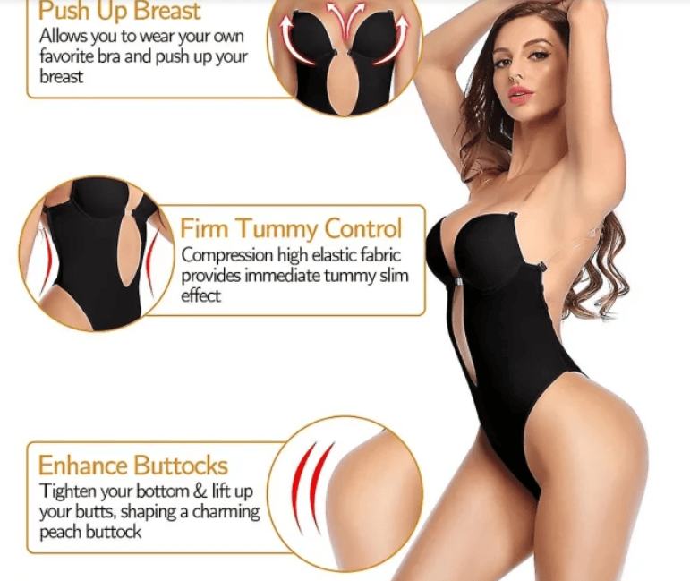 Thumbnail: Women Plunging Deep V-neck Body Shaper Strapless Backless Shapewear