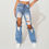 Thumbnail: Loose Fit Distressed Denim Jeans American Style Ripped Design Trendy Edgy Look f