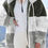Thumbnail: Color Block Hooded Teddy Coat, Casual Zip Up Long Sleeve Winter Warm Outerwear, 