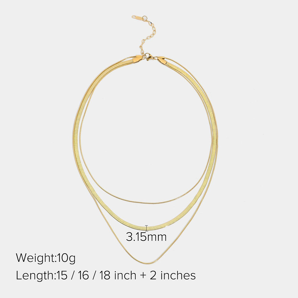 Thumbnail: Triple Snake Chain Necklace Women's Stacked Jewelry 14k Gold Plated Stainless St