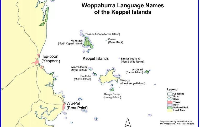 Woppaburra Language Names of the Keppel Islands