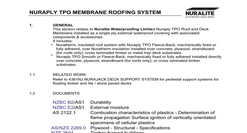 NURAPLY TPO MEMBRANE WATERPROOFING ROOF AND DECK SYSTEM